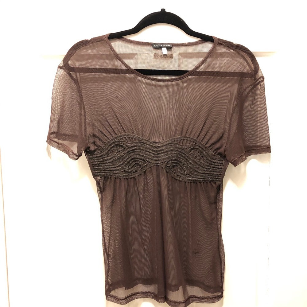 Krizia sheer top - dark brown